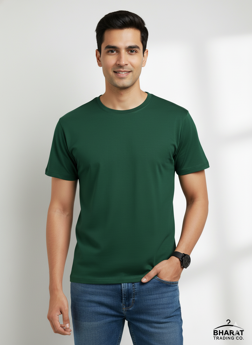 Bottle Green Plain T-Shirt