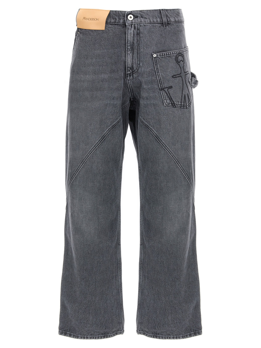 Grey Twisted Flared Jeans