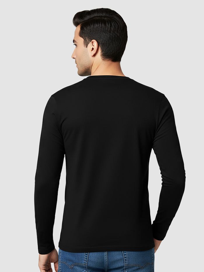 Plain Black Full Sleeves T-shirt - Image 2