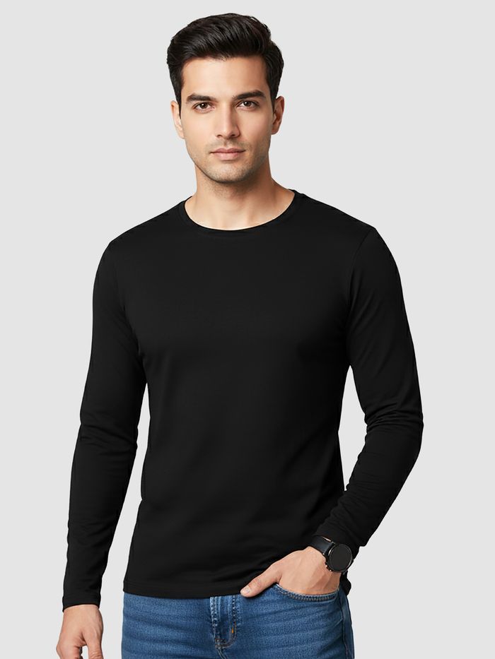 Plain Black Full Sleeves T-shirt
