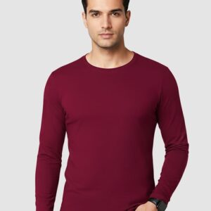 Plain Burgundy Full Sleeves T-shirt