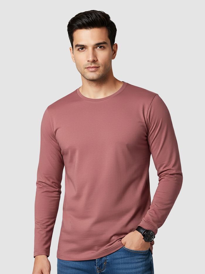 Plain Mauve Glow Full Sleeves T-shirt