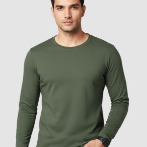 Plain Olive Green Full Sleeves T-shirt