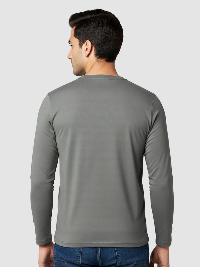 Plain Space Grey Full Sleeves T-shirt - Image 2