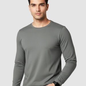 Plain Space Grey Full Sleeves T-shirt