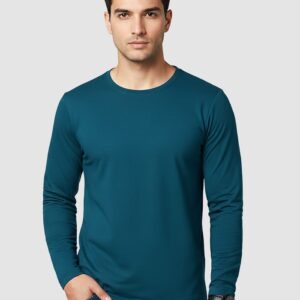 Plain Teal Blue Full Sleeves T-shirt