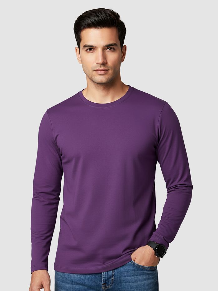 Plain Violet Full Sleeves T-shirt