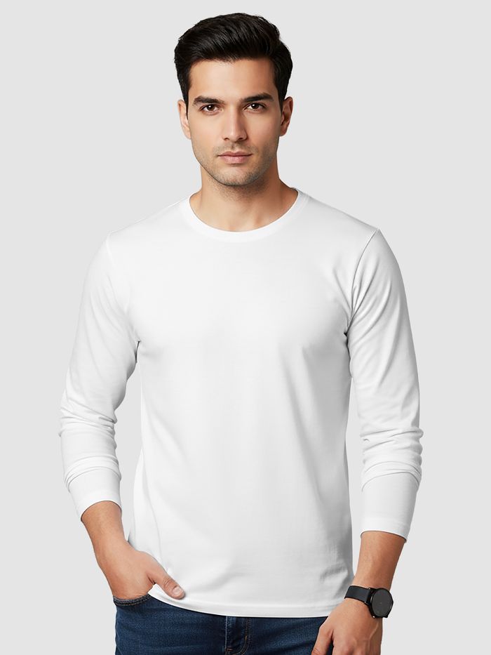 Plain White Full Sleeves T-shirt