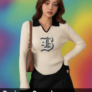 Women’s Contrast Collar Top T-Shirt | Stretchable Cotton Blend Fabric